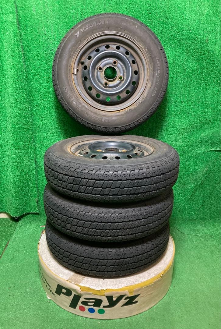 Yokohama 145/80R12 ノーマルタイヤ、鉄ホイール付き4本！