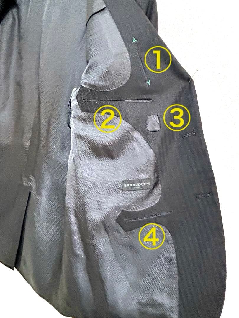 HILTON スーツ　洋服の青山　ウール&カシミヤ 黒系　180 AB7