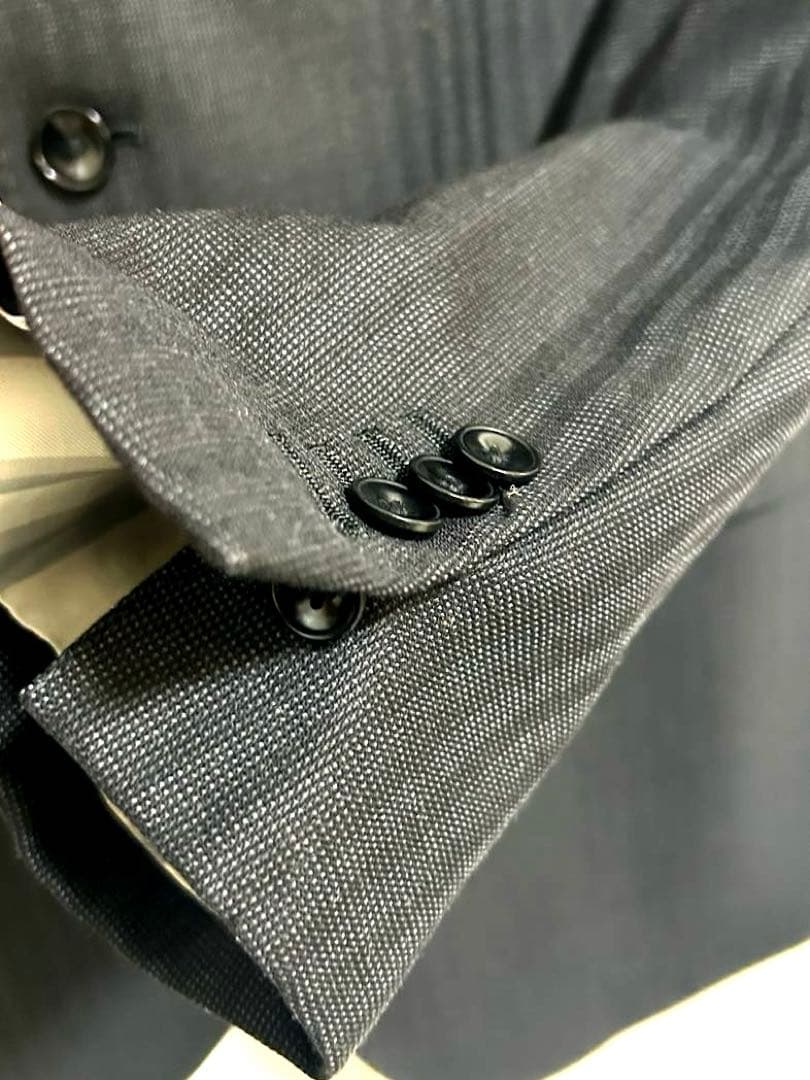 HILTON スーツ　洋服の青山　ウール&カシミヤ 黒系　180 AB7