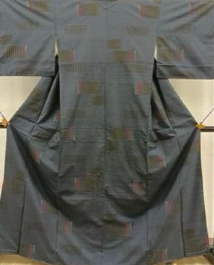 希少モデルサイズ　かっこいいセットしつけ糸付未使用大島紬　未使用お洒落袋帯