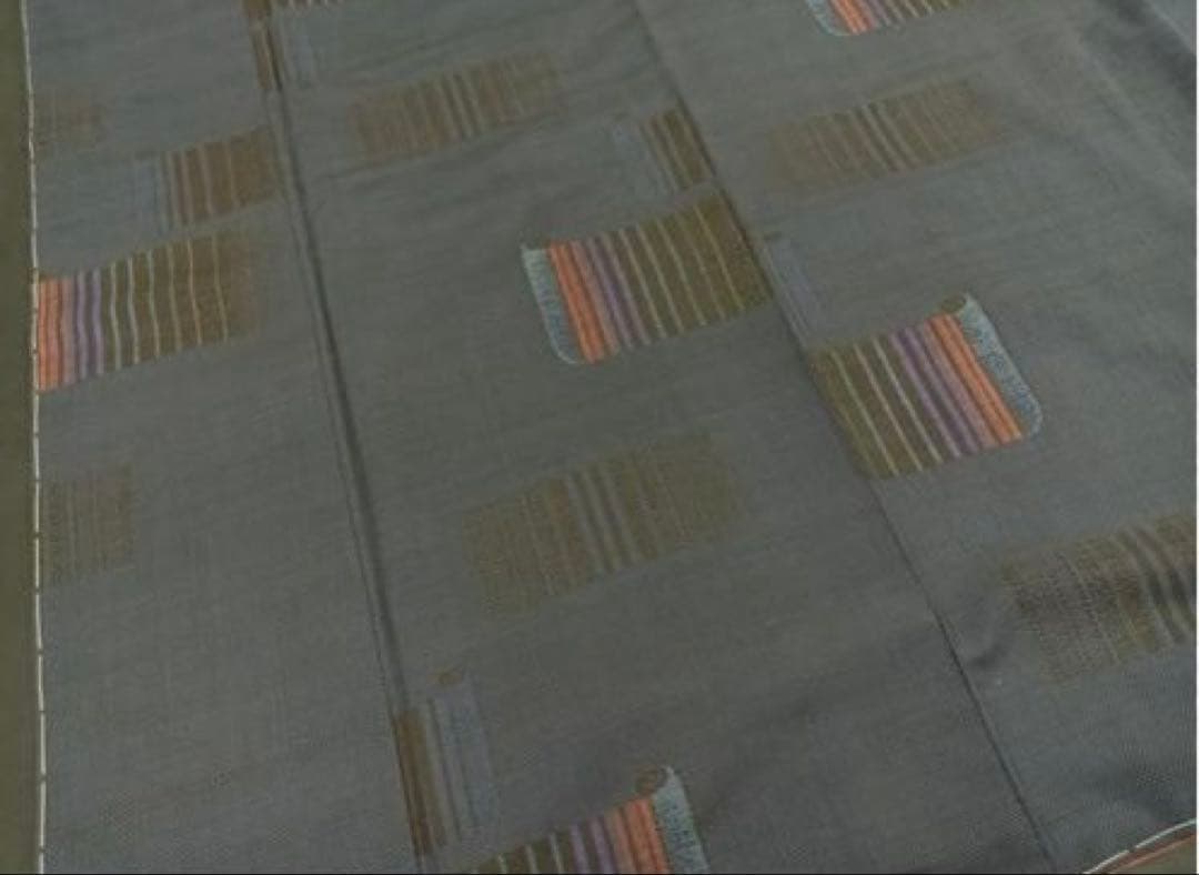 希少モデルサイズ　かっこいいセットしつけ糸付未使用大島紬　未使用お洒落袋帯