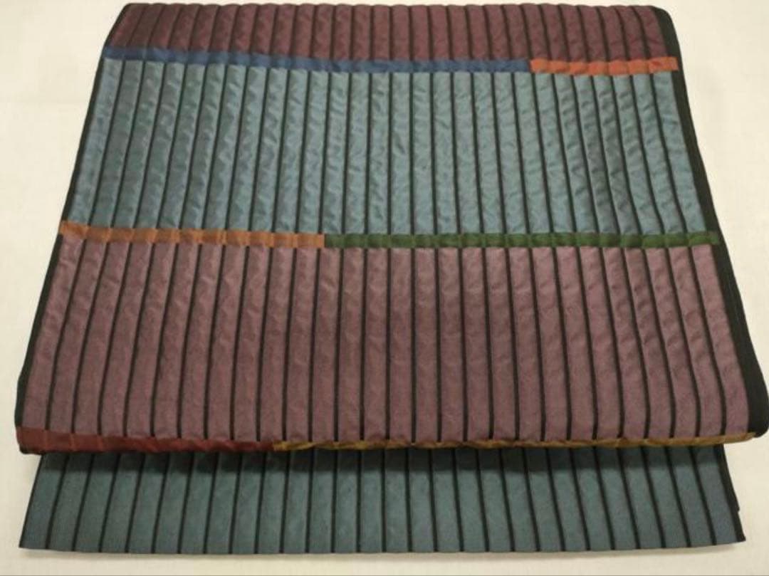 希少モデルサイズ　かっこいいセットしつけ糸付未使用大島紬　未使用お洒落袋帯