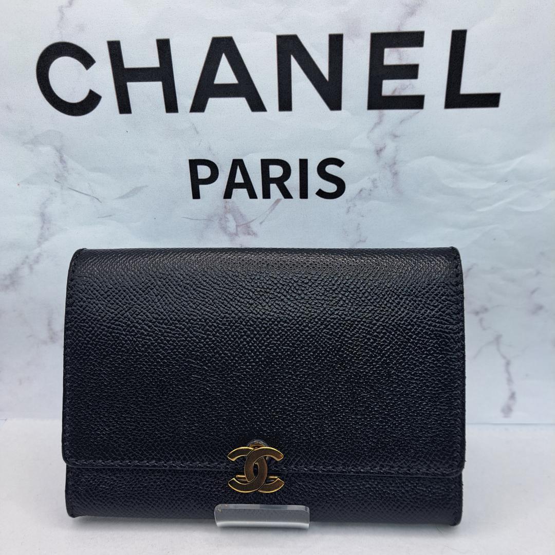 レア　CHANEL　ケース　クラシカルデザイン　ブラック　財布　二つ折り