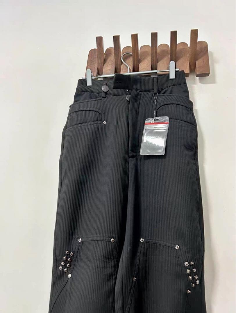 美品 Kiko kostadinov ビジュー付き黒ワイドパンツ トラウザー