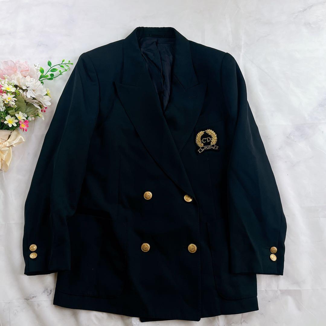 極美品✨Dior 紺ブレ XL相当 テーラード ジャケット ダブル ワッペン