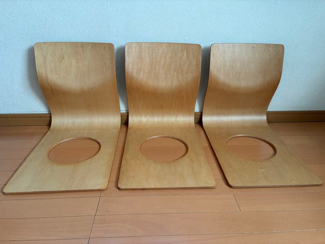 Tendo 天童　木製穴あき座椅子 3脚セット