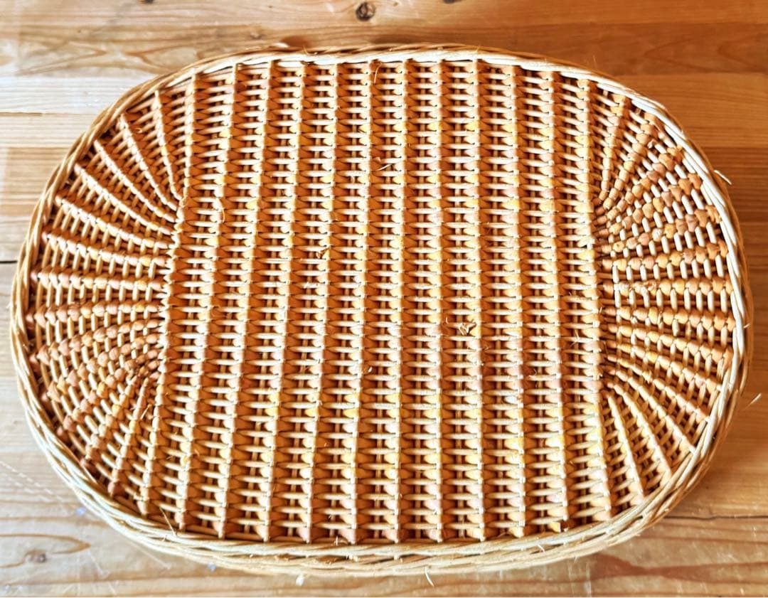 美品‼︎ 籐籠　オーバル型バスケット　ピクニック　インテリア小物入れ　レトロ