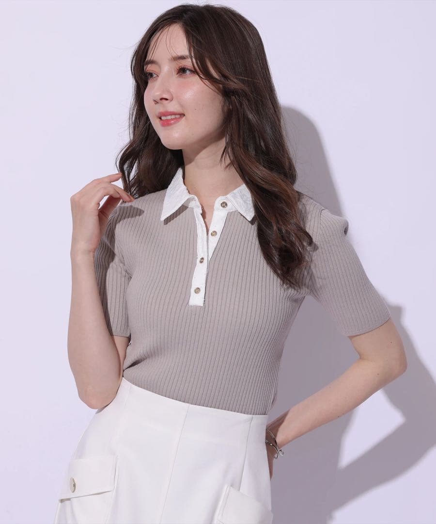 アプワイザーリッシェ　新作　レース衿リブニット　40