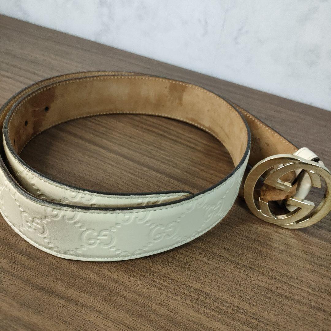 GUCCI グッチ インターロッキングG ベルト ホワイト