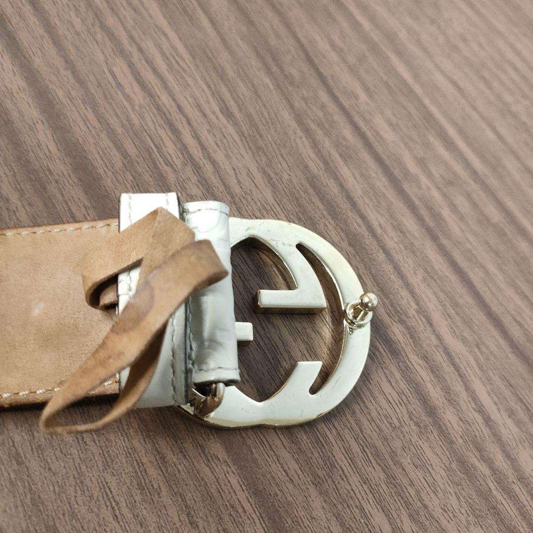 GUCCI グッチ インターロッキングG ベルト ホワイト