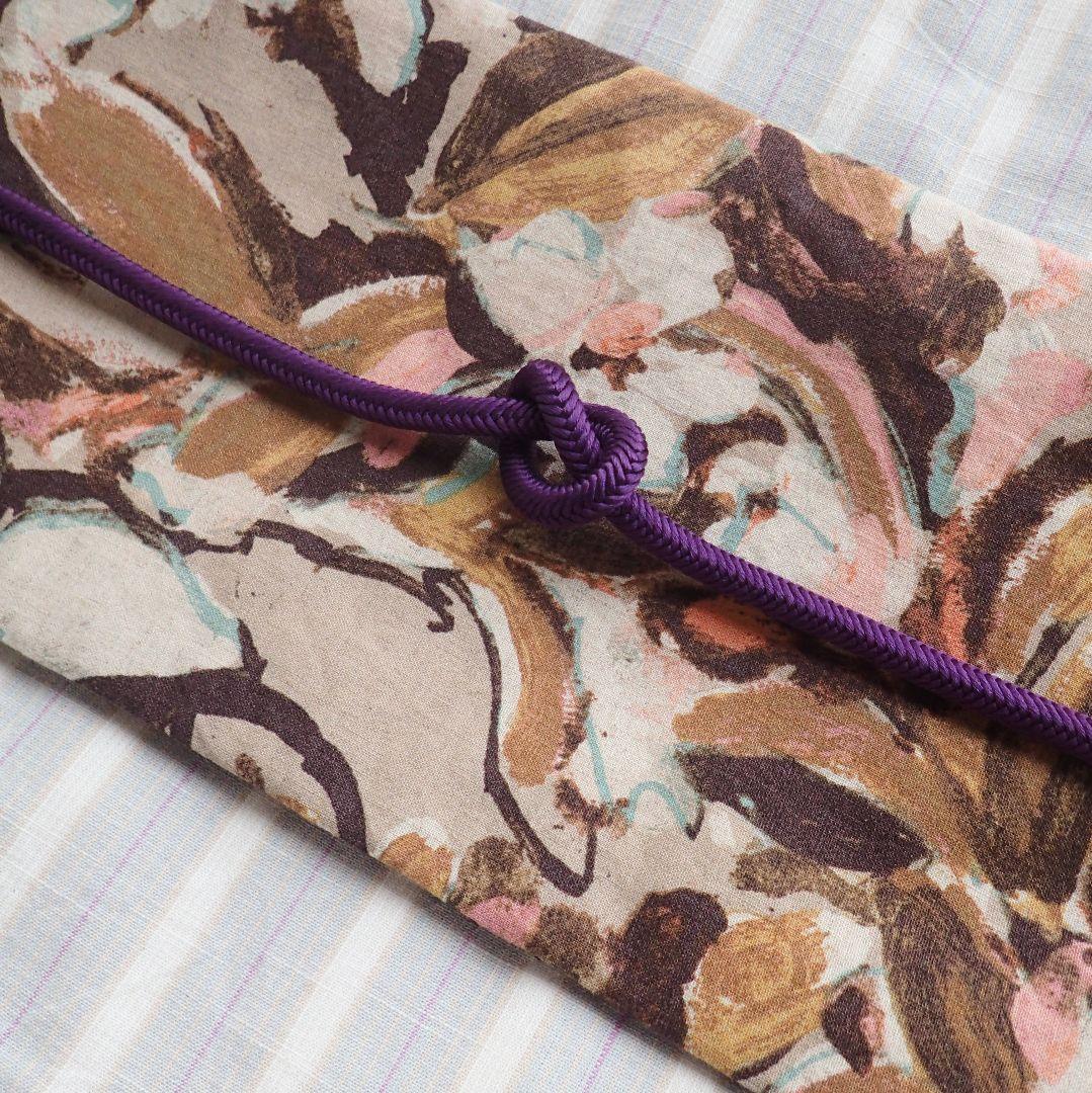 m*　ハンドメイド半幅帯No,48＋黒レース半襟　おまとめ