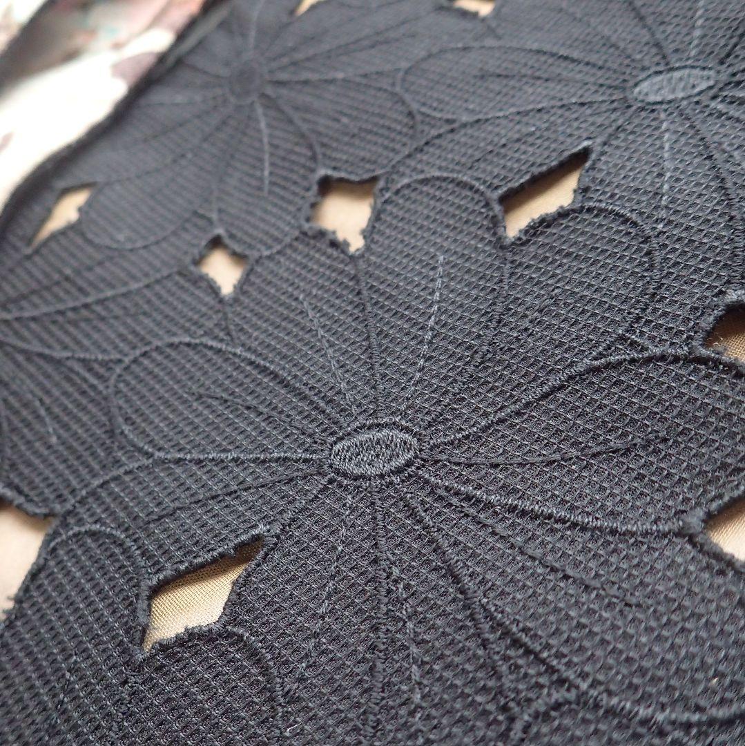 m*　ハンドメイド半幅帯No,48＋黒レース半襟　おまとめ