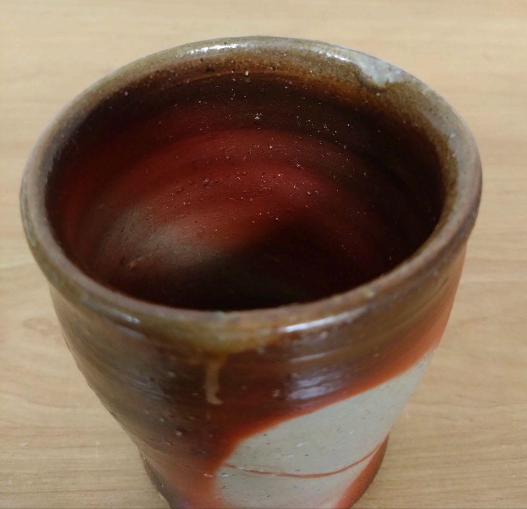 人間国宝　伊勢崎淳作　備前焼　湯呑み　備前焼緋襷湯呑み