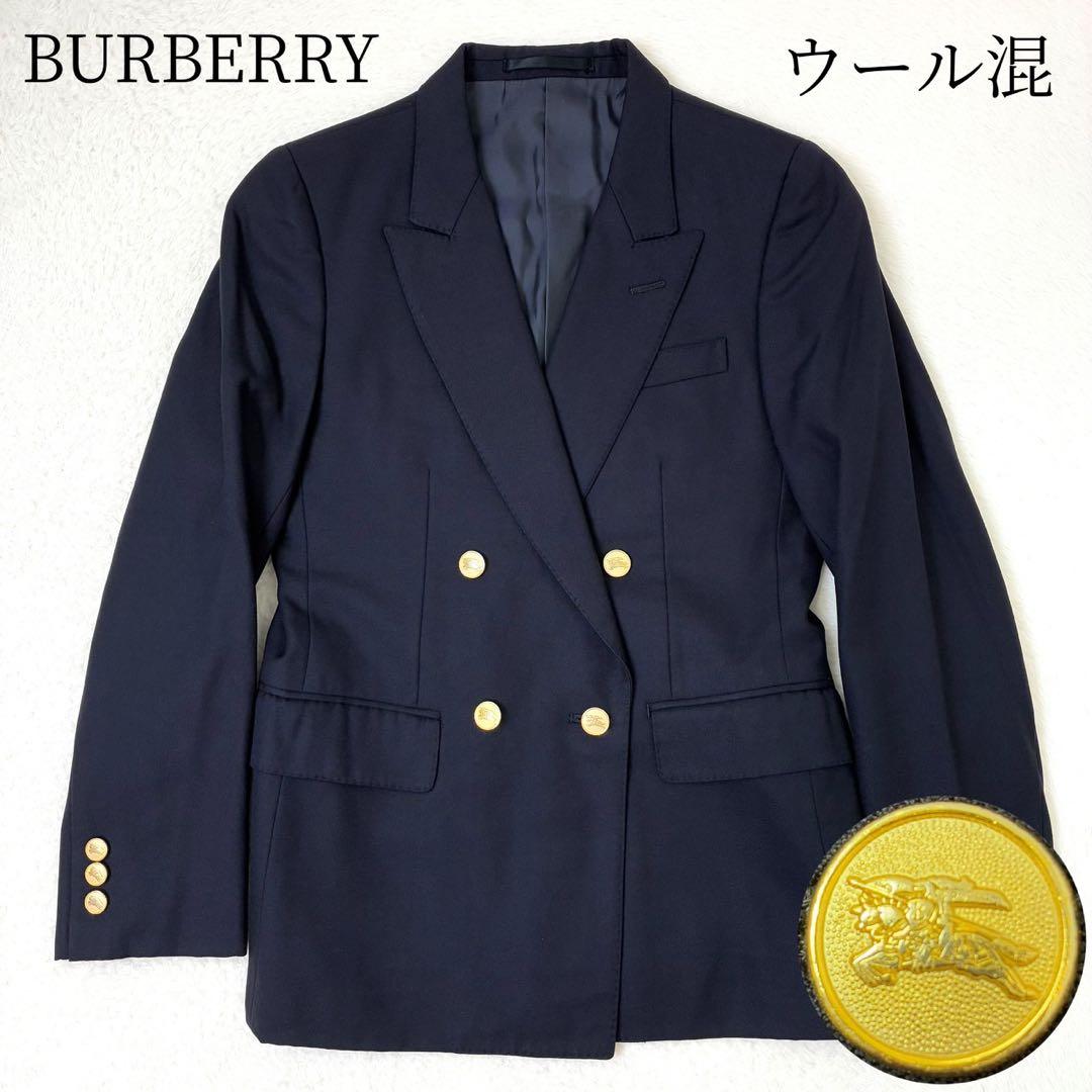 バーバリーズ　紺ブレ　金ボタン　ダブル　ブレザー　ネイビー　ジャケット　7AB