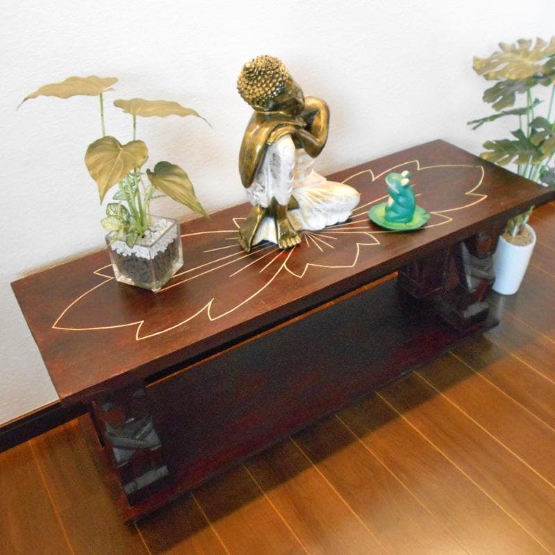 アジアン家具 バリ家具 花柄模様 ロータイプ ＴＶボード ＴＶ台 テレビ台