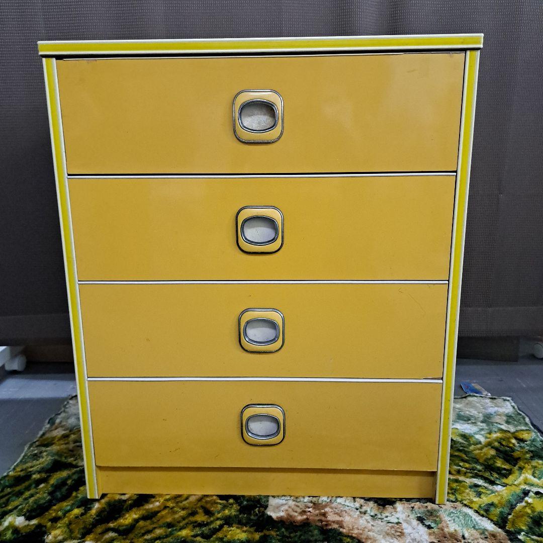 ♡昭和レトロポップ　黄色４段チェスト タンス♡