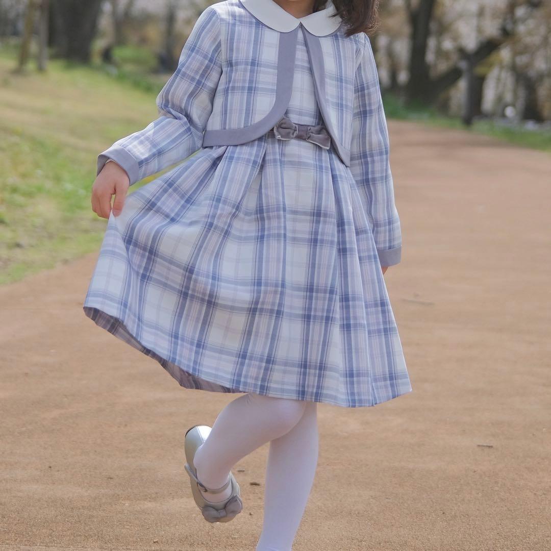 セレモニースーツ 水色 110 ブラウス 120 靴 18cm 入学式 セット