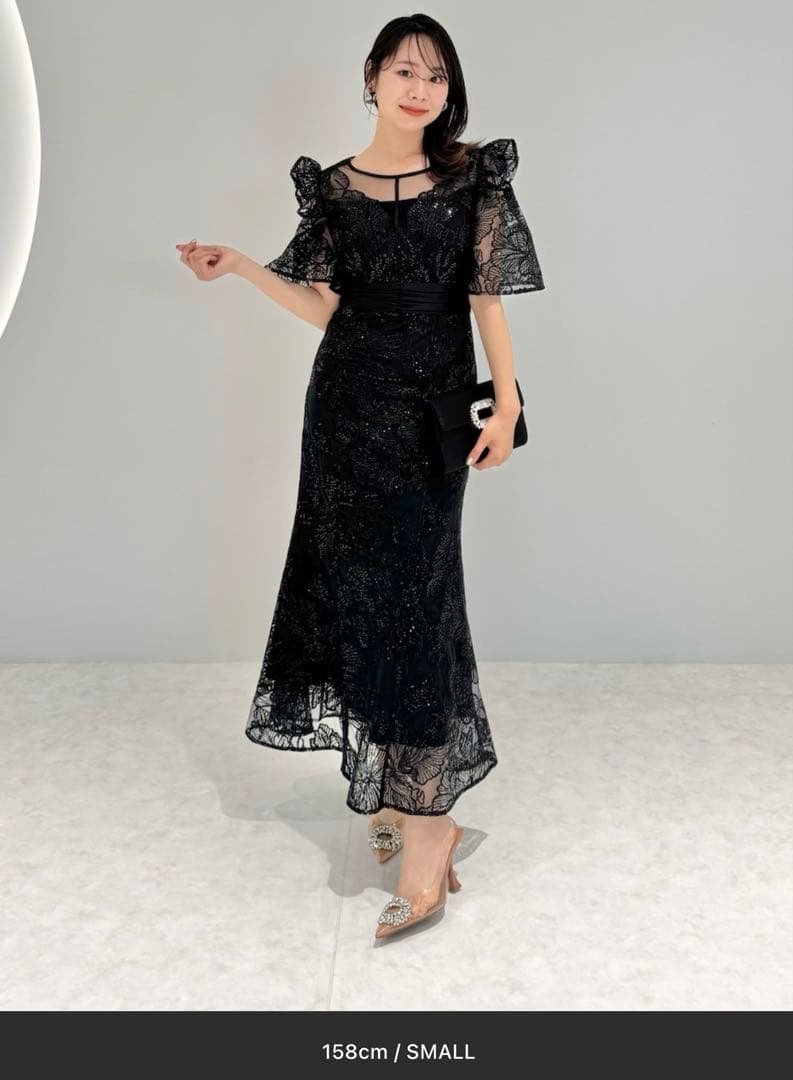 フラワーレースシアーフリルマーメイドドレス Leja