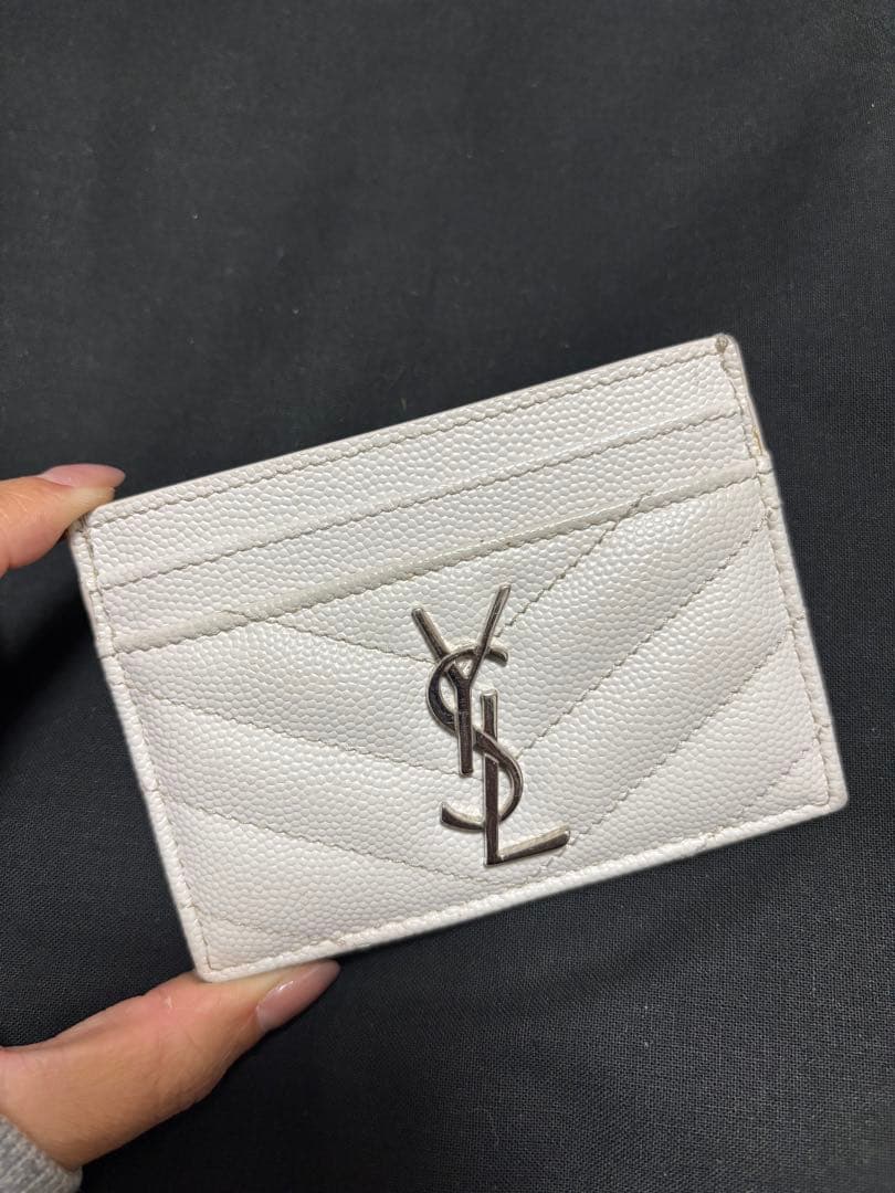 サンローラン モノグラム カードケース ホワイト 白
