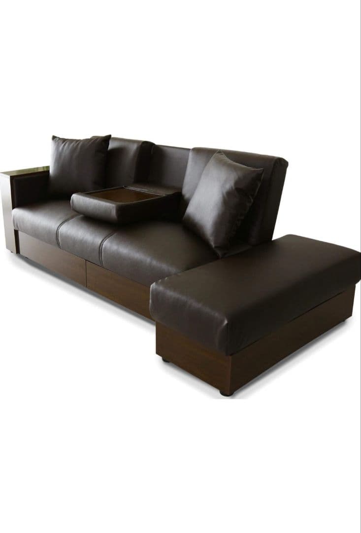 DORIS 3人掛けソファ ソファーベッド 肘付き レザー スツール付き