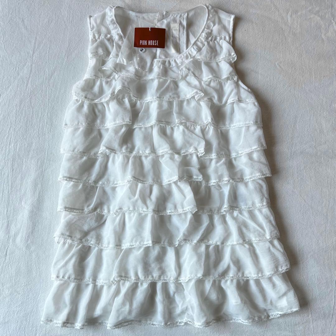 【高級】PINK HOUSE ノースリーブ チュニック フランス製レース フリル