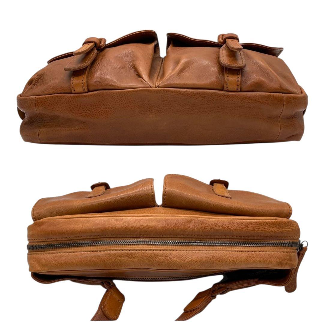 美品　ゲンテン　ボディバッグ　茶　ウエストポーチ　フラップ　レザー　s65