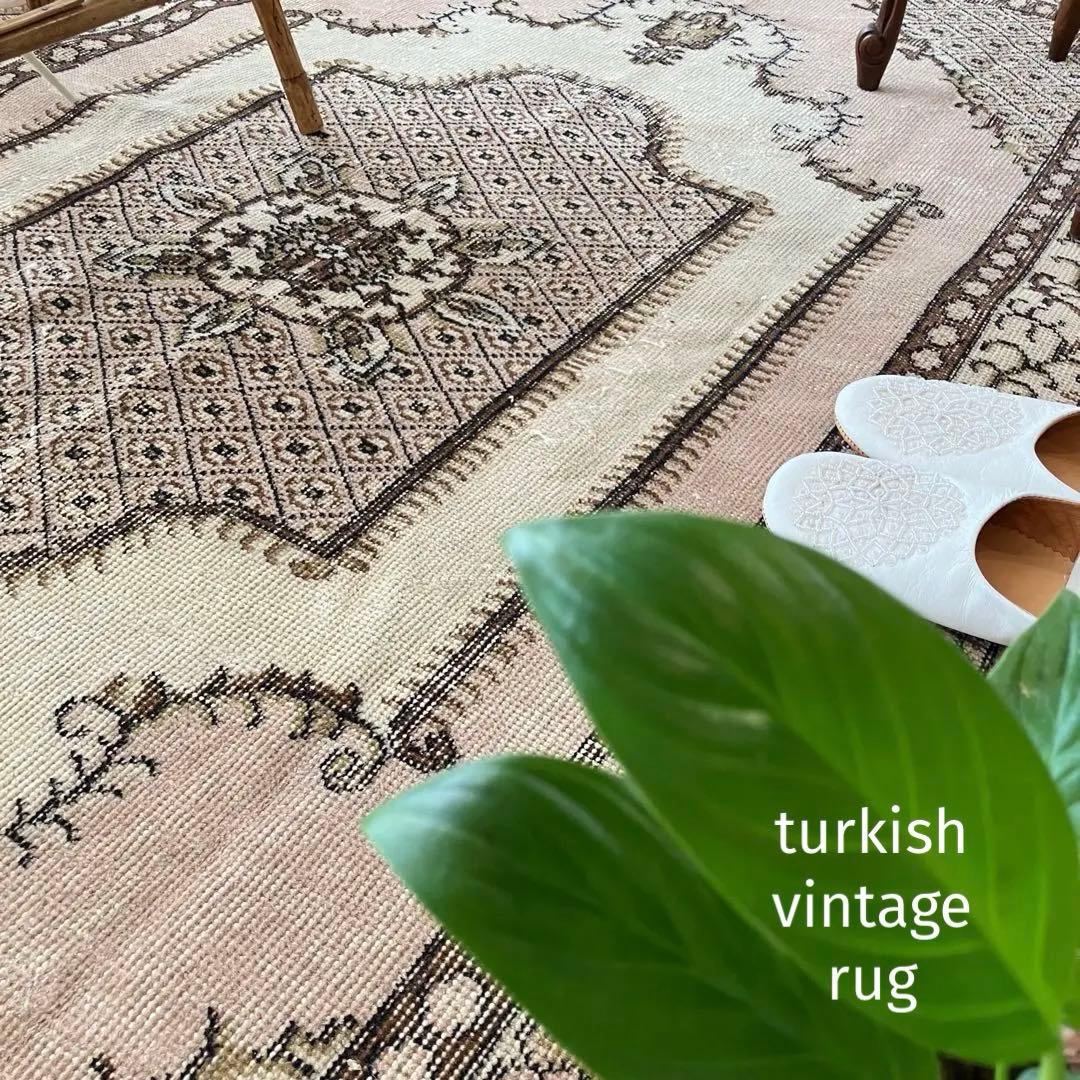 貴重／クラシカル116×211キャラメルココア　リッチ　トルコヴィンテージラグ