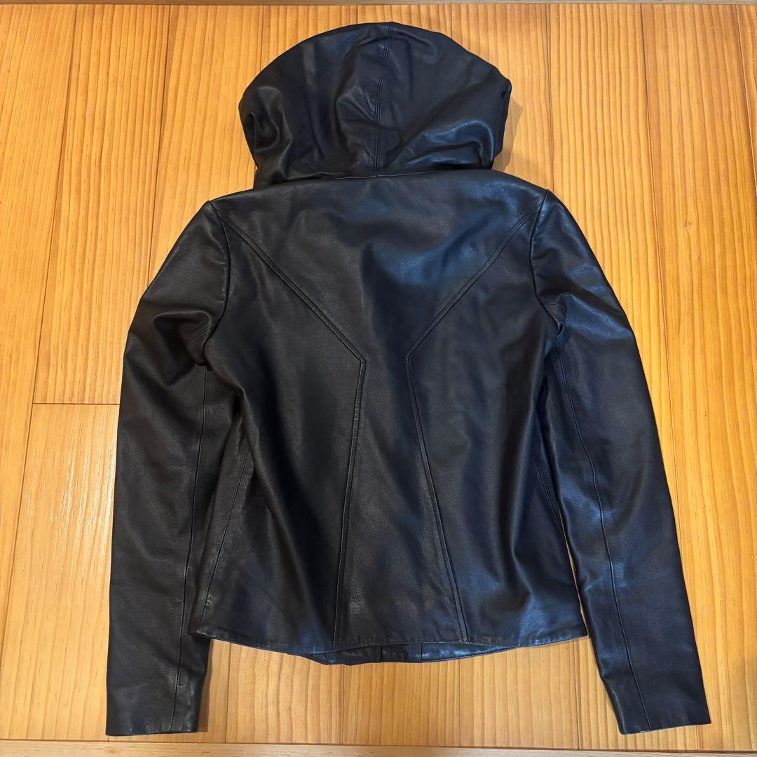 HELMUT LANG ⭐︎ フード付きレザージャケット ブラック