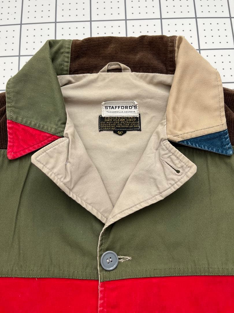 60s70s レインボーレイクジャケット ビンテージ ハンティング パッチワーク