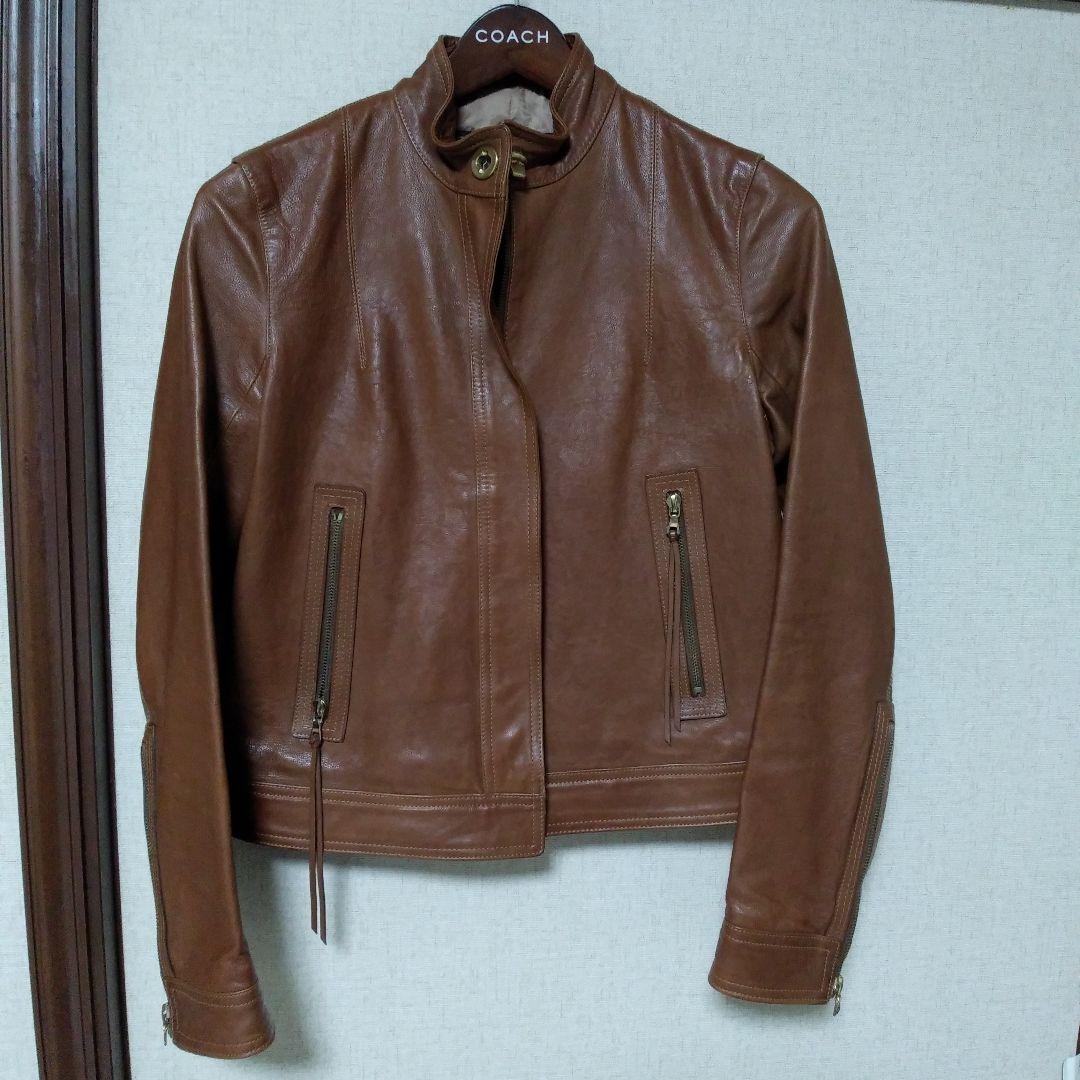 ★本日限定お値引き★COACH ブラウン シングルライダースジャケット