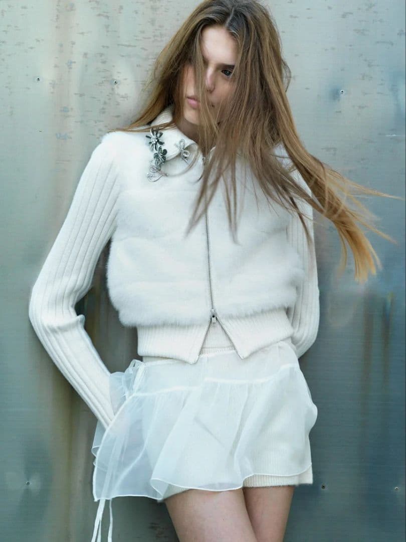 snidel ファーニットブルゾン【カンヘウォン着用】WHT 完売品✨