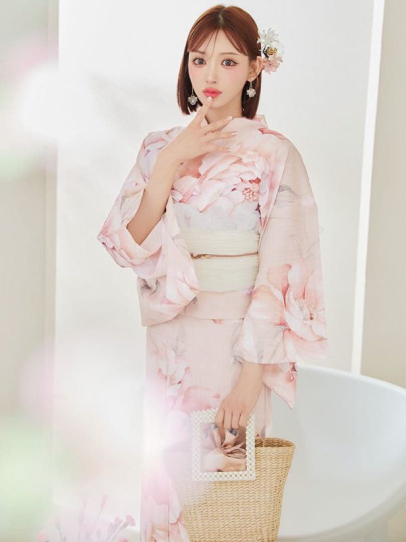 sugar くすみピンクスウィート牡丹浴衣【浴衣３点セット 浴衣/帯/下駄】