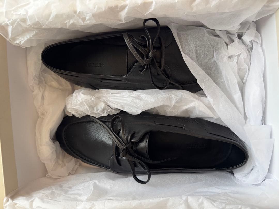 靴 auralee soft leather deck shoes 27.5