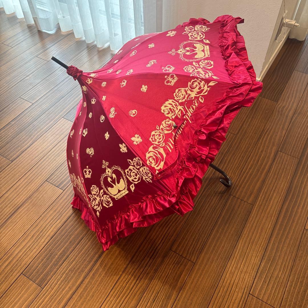 morphose エンジ色 フリル日傘
