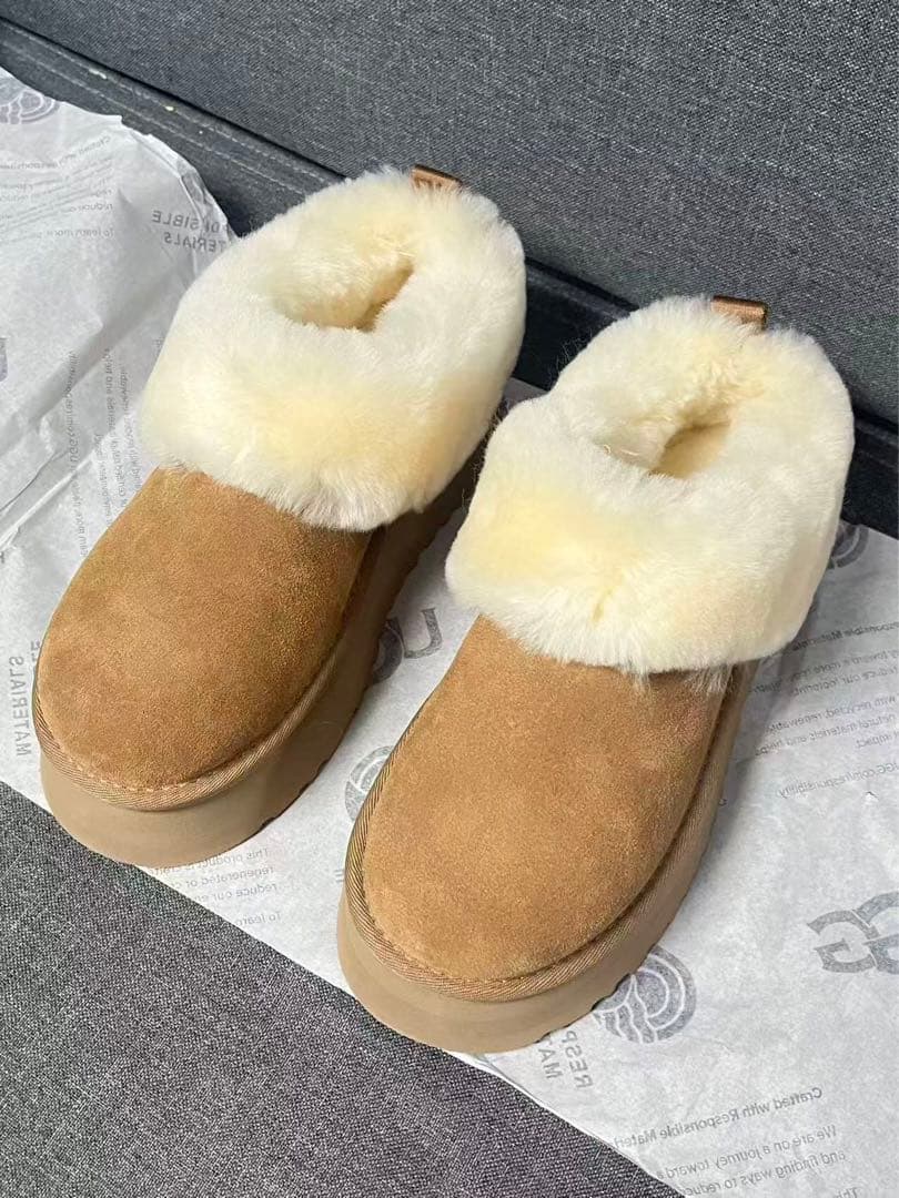 UGG ベージュ ムートンブーツ スエード ファー付き 37サイズ￼
