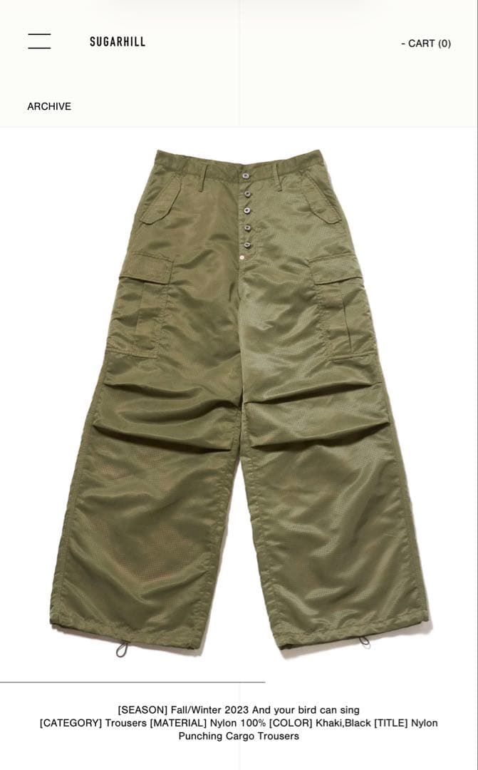 F*@様 SUGARHILL Nylon Punching Cargo Trou