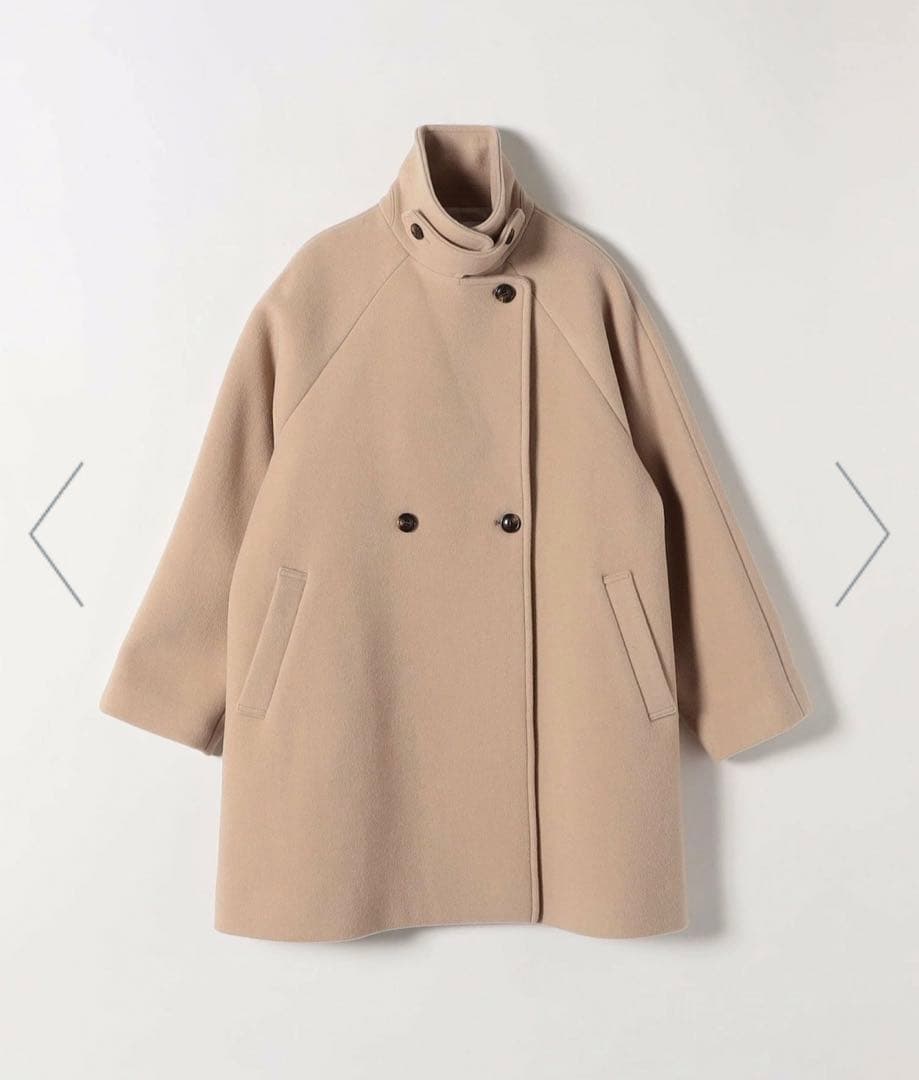 SHIPS any*PUREWOOL スタンド&テーラード ハーフコート LG