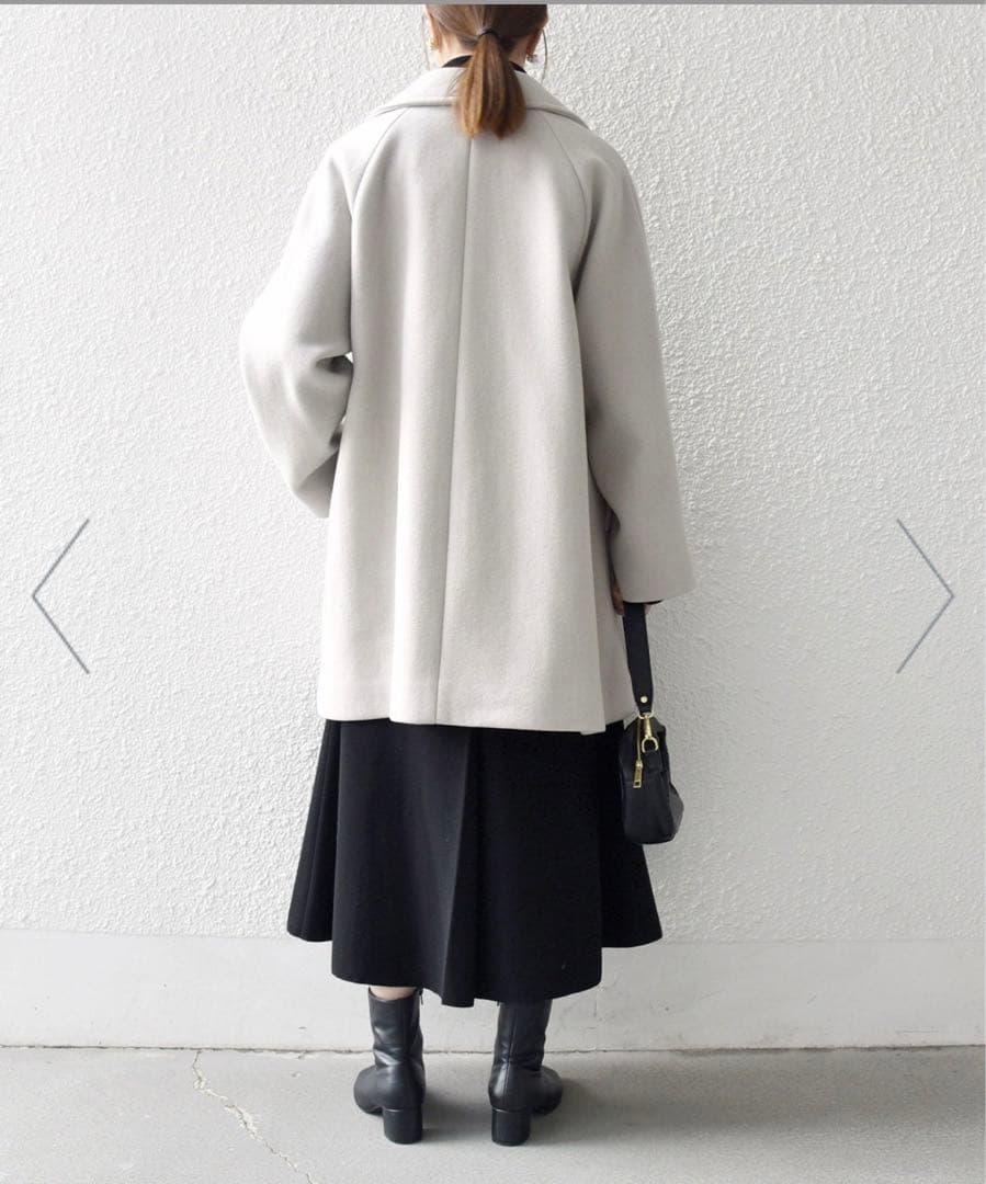 SHIPS any*PUREWOOL スタンド&テーラード ハーフコート LG