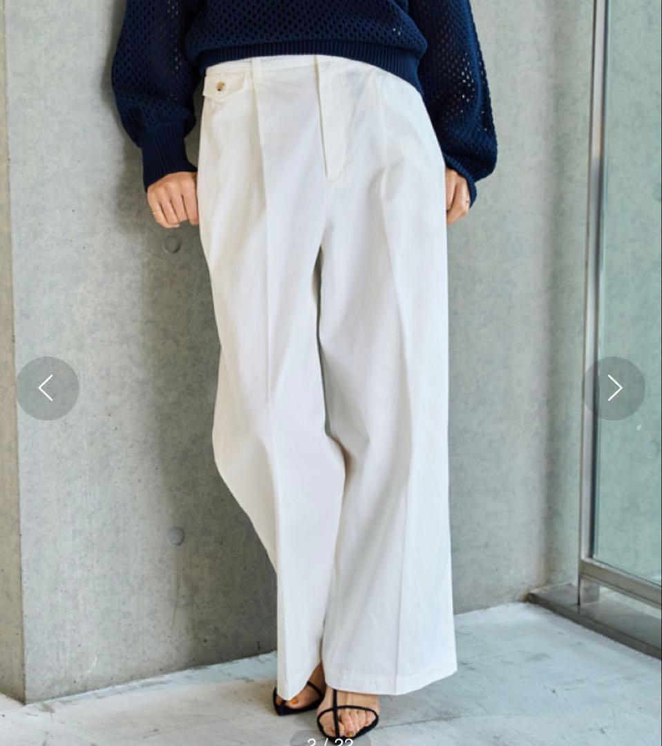 IENA◆LIEN ハイカウントチノ ワイドパンツ