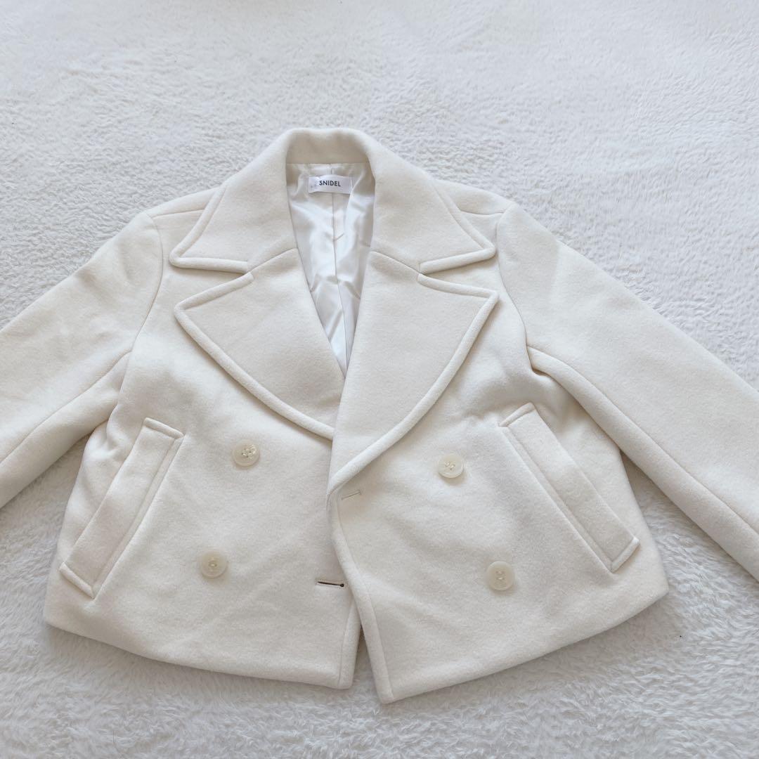 SNIDEL★スナイデル★ウールショートPコート★ホワイト ★ピーコート白