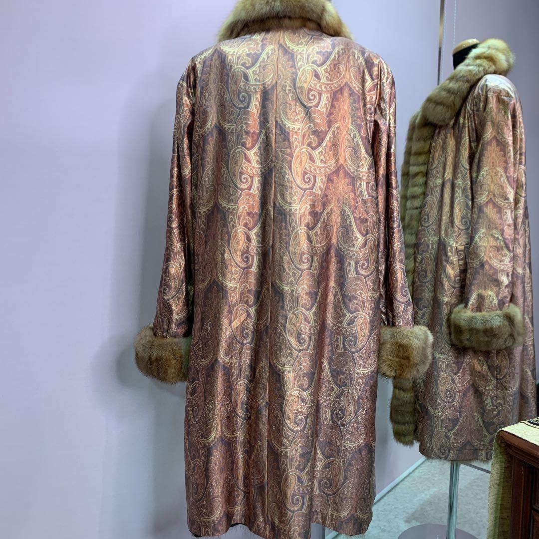 新春❣️プライス❣️ロシアンセーブル　シルク　リバーシブルコート《貂皮　毛皮　大衣》