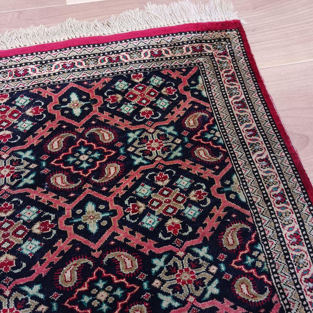 Y3076 ペルシャ絨毯 クム産 シルク100% 手織80万ノット