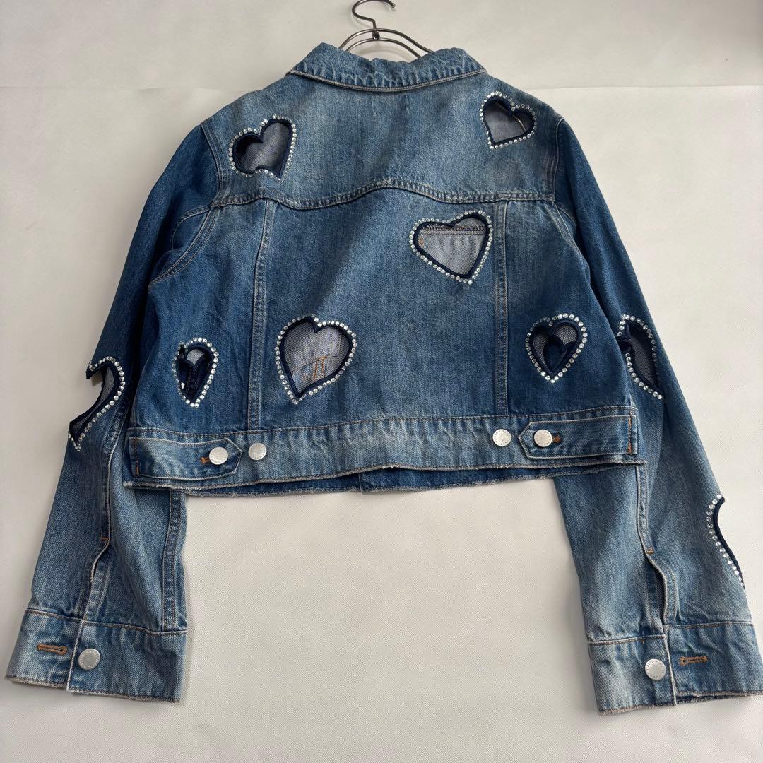 アリスアンドオリビア　デニムジャケット　ハート　カット　ラインストーン　XL