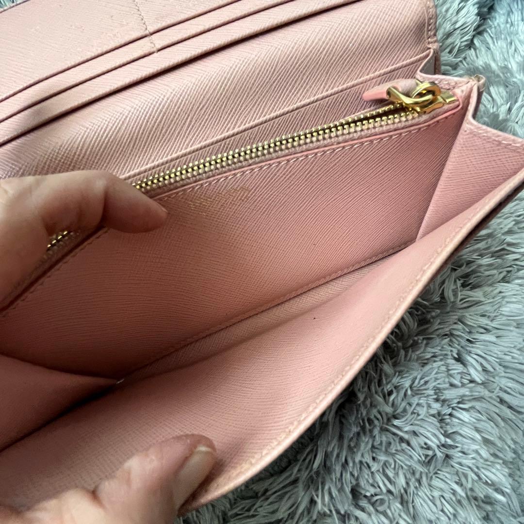 極美品✨PRADA サフィアーノ　フィオッコ　メタルロゴ　長財布　ピンク