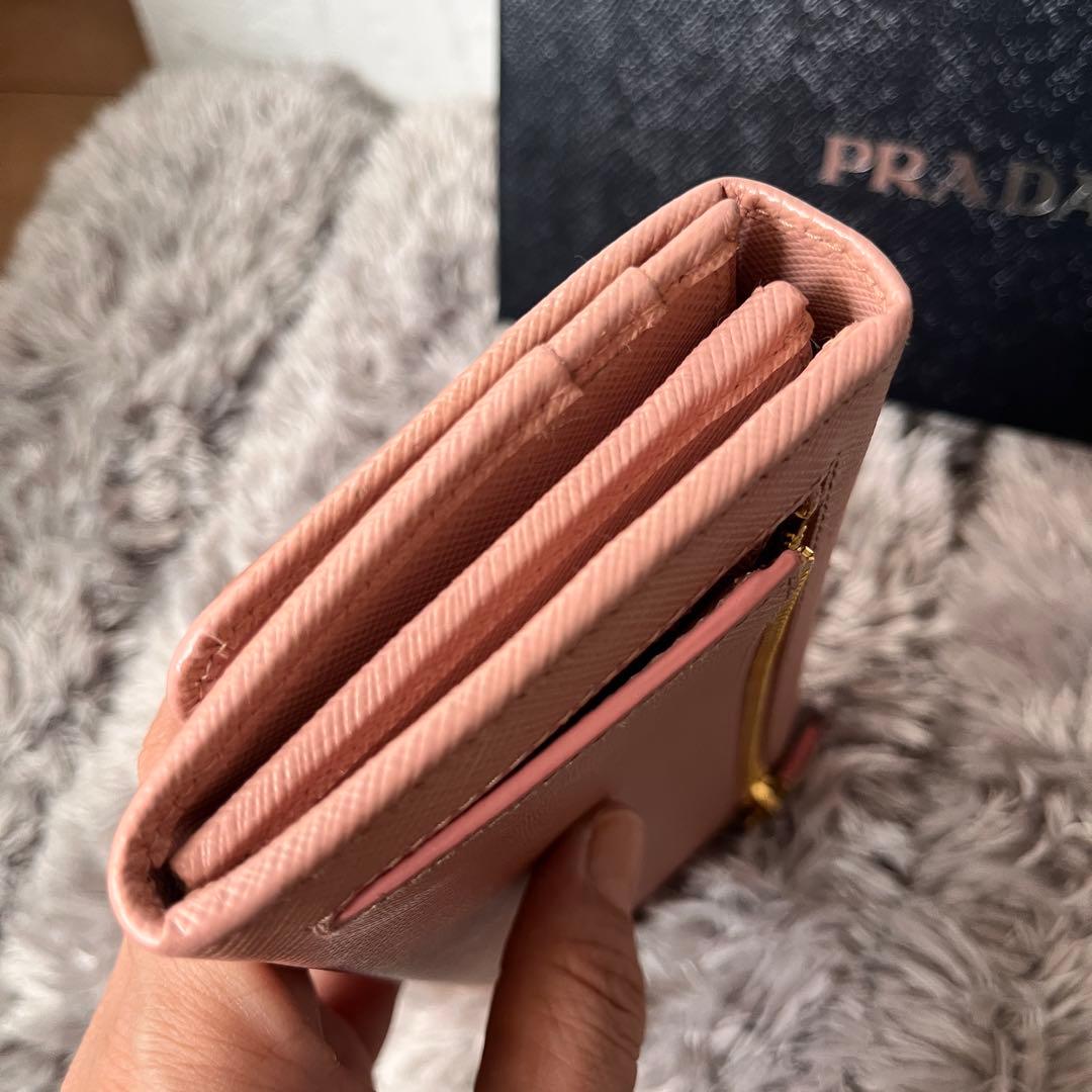 極美品✨PRADA サフィアーノ　フィオッコ　メタルロゴ　長財布　ピンク