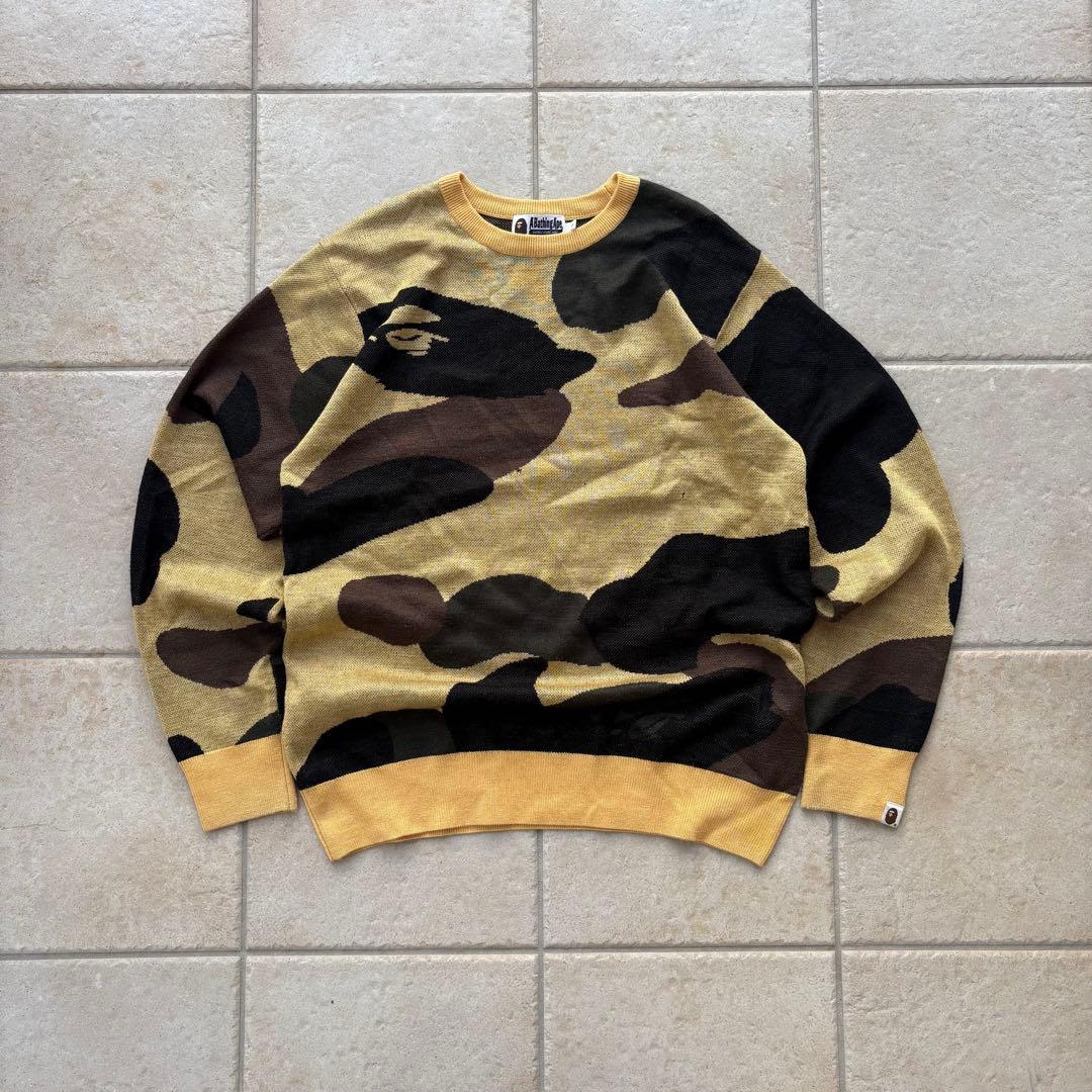 00s a bathing ape CAMO HEAD Knit ニット　迷彩