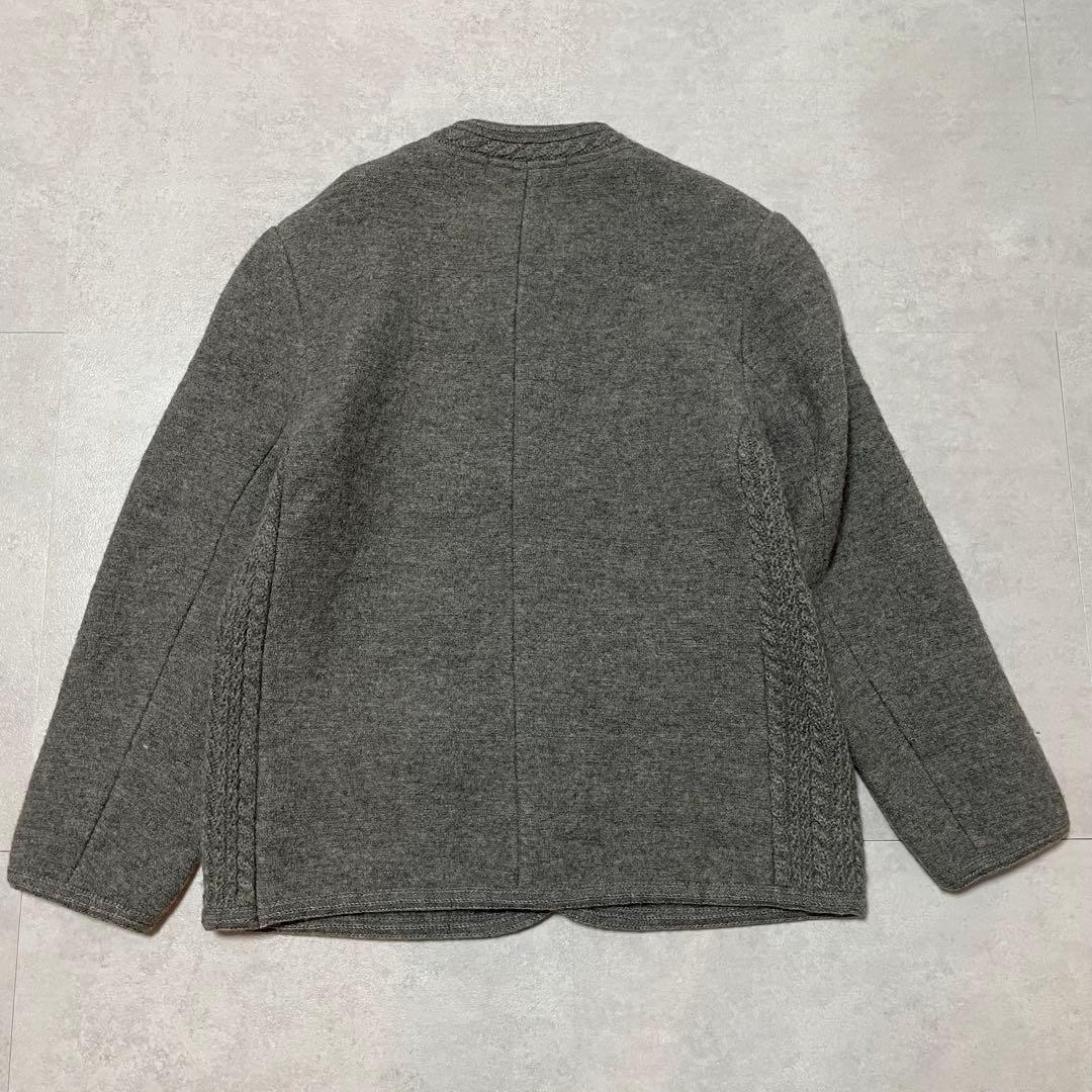 チロリアンジャケット ウールジャケット ユーロ古着 グレー ニットジャケット