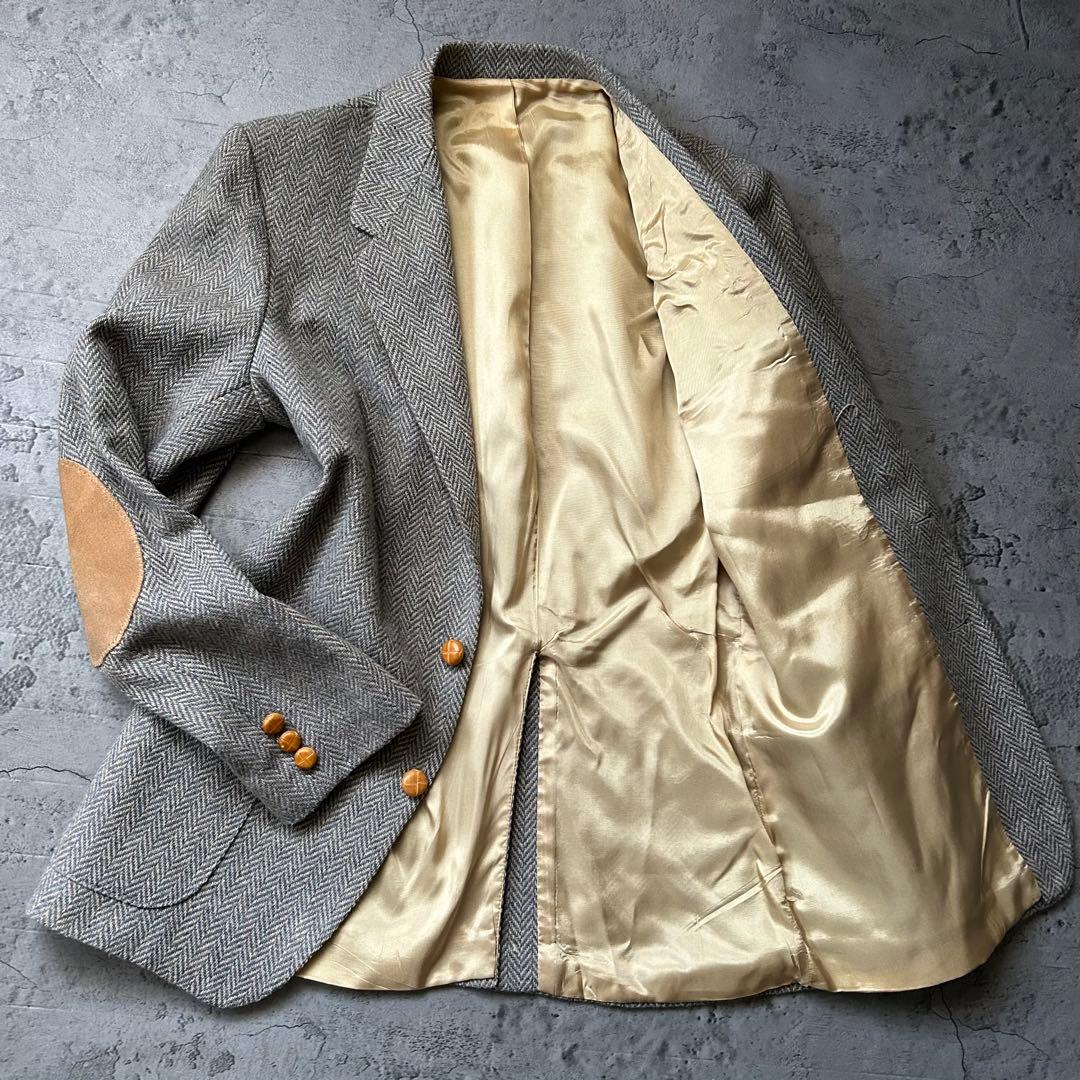 FARAH シングルジャケット エルボーパッチ くるみボタン ヘリンボーン