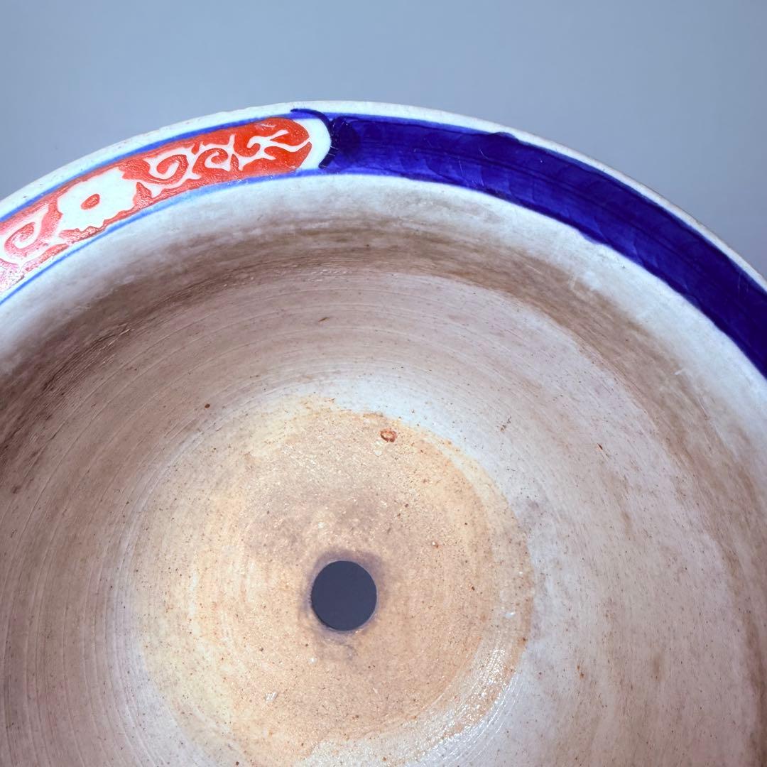 明治～大正期　輸出向　有田焼　色絵人物図　窓絵　アンティーク　植木鉢