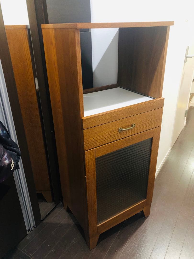 unico ウニコ　ブラウン木製レンジ台 引き出し付き